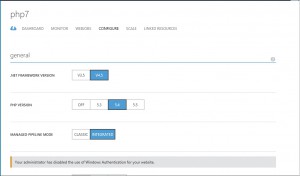 PHP runtimes available through Windows Azure Pack portal