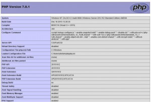 PHP 7.0.1 running on Windows Azure Pack